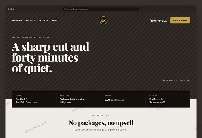 Iron & Oak Barbershop concept mockup